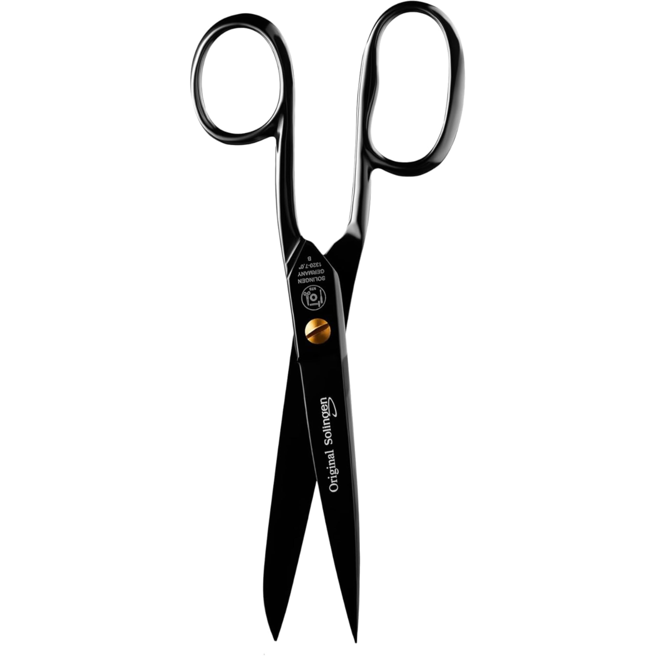 NTS Solingen Black Edition Scissors | 18 cm / 7" Kitchen & Household Scissors | Super Sharp | Black Finish