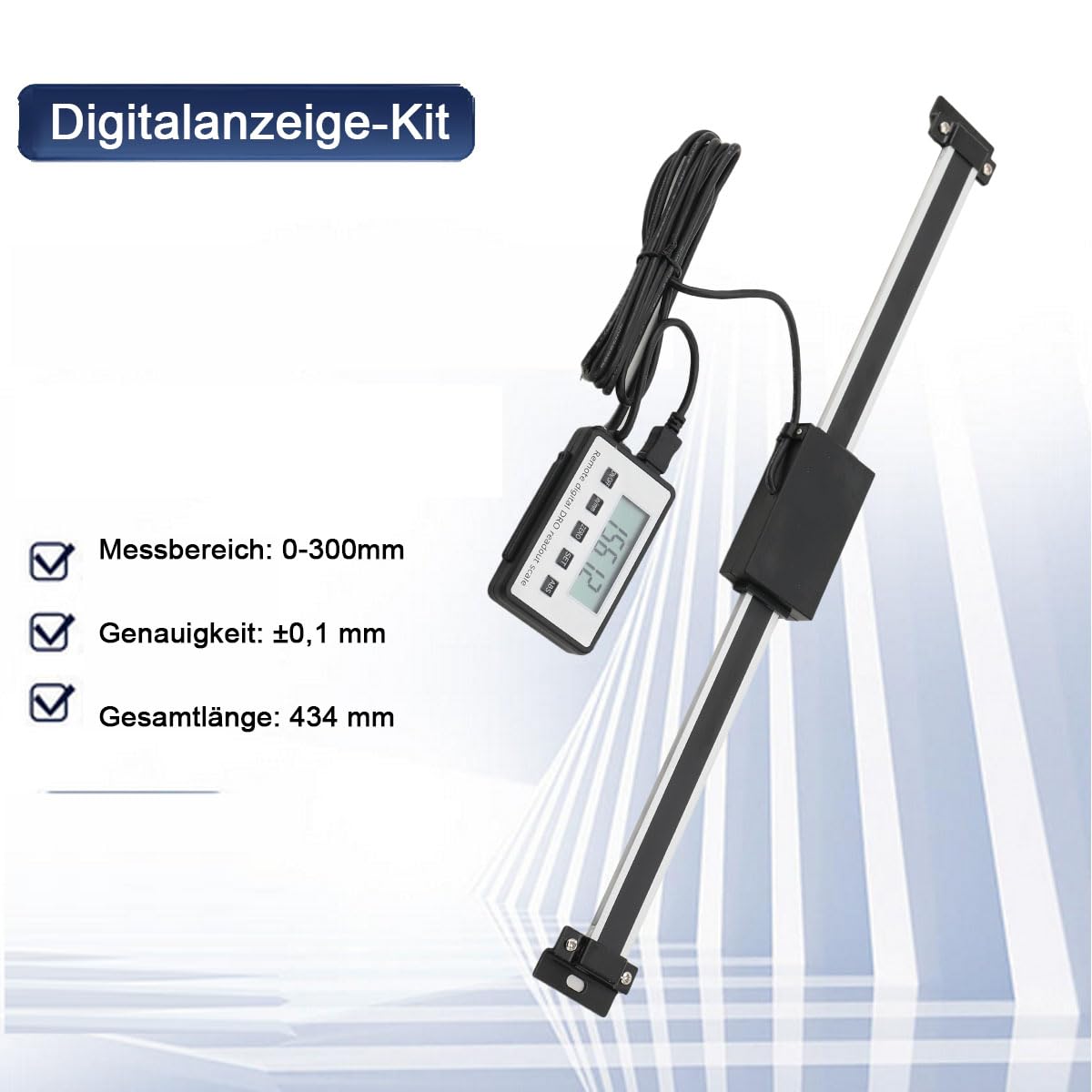 LCD Digitalanzeige Kit 0-300mm Digital Readout Kit Linearskala Anbaumeßschieber Präzises LCD-Ausleseset für Fräsmaschinen Drehmaschinen ±0,01mm Genauigkeit 3m/s
