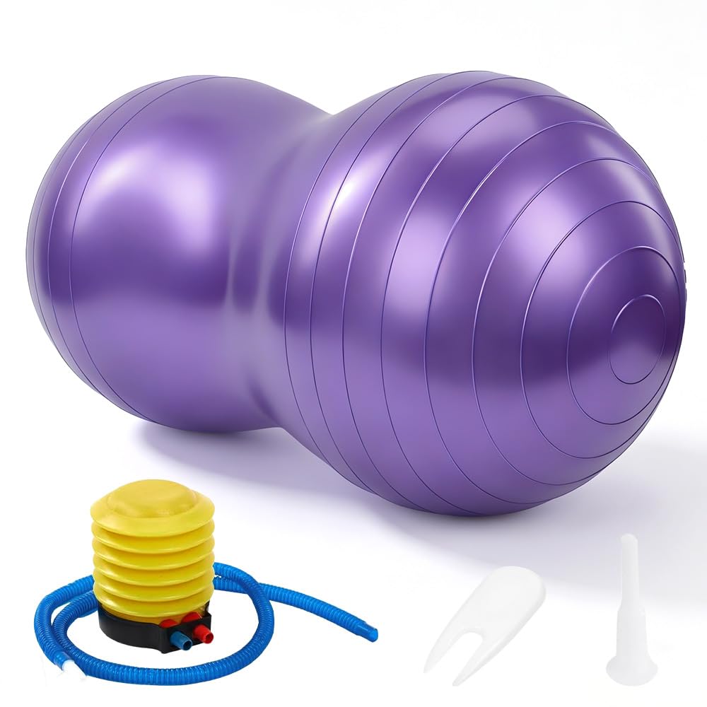XPJBKC Peanut Ball, Peanut Yoga Ball with Pump, Anti-Burst Balls Sensory, 90 x 45CM Peanut Massage Exercise Balls, Peanut Roller, Physiotherapy Equipment for Yoga, Pilates, Fitness and Core Training