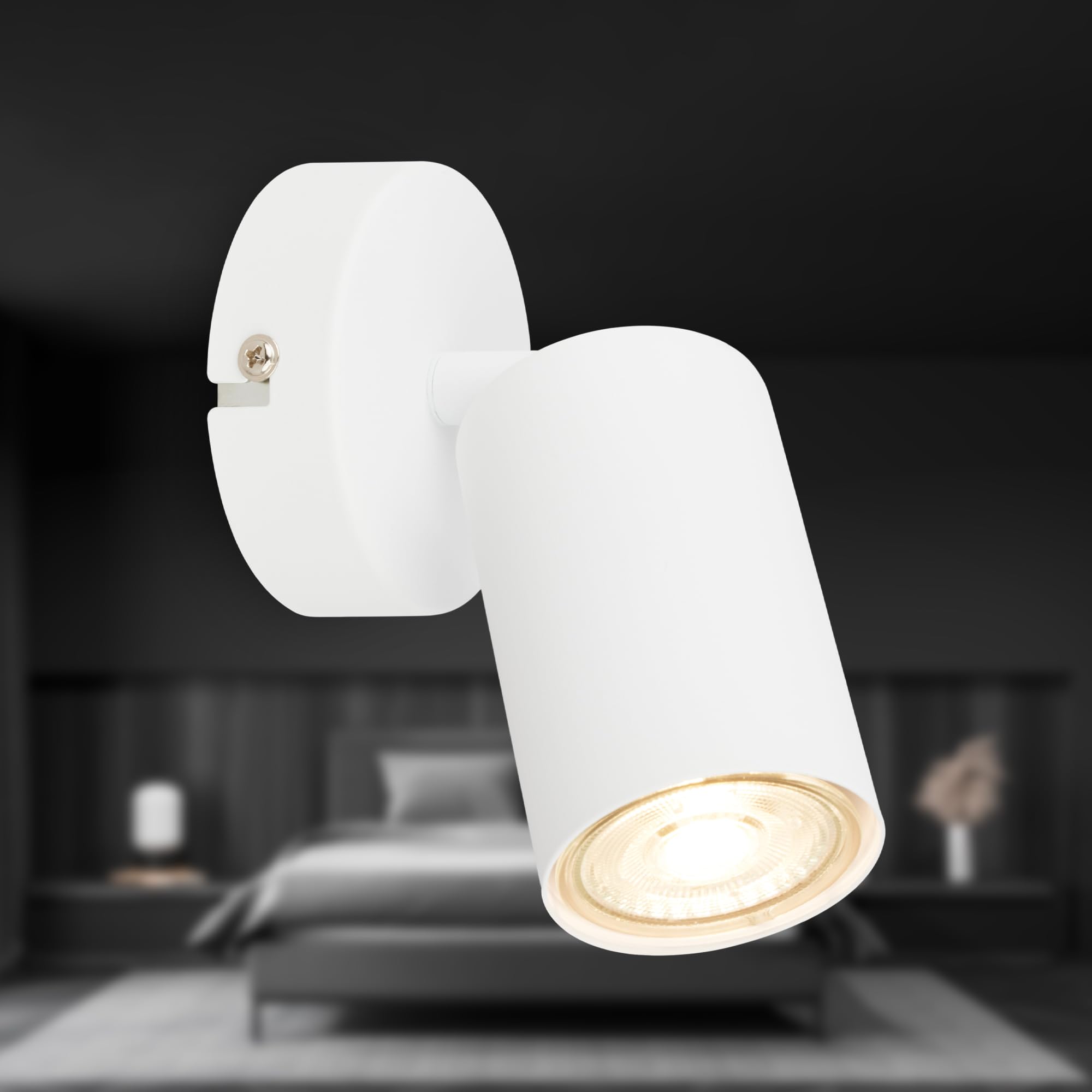 BRILONER - Aplique orientable de interior, casquillo GU10, máx. 9 W, lámpara de lectura, lámpara de salón, lámpara, lámpara de pared, lámpara de cocina, lámpara de pasillo, blanco