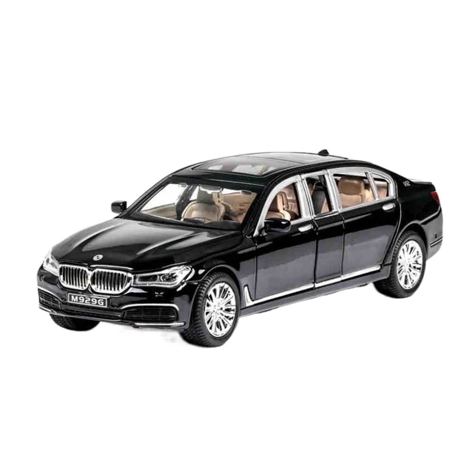 Gotowy model samochodu w skali 1/24 Diecast Pojazdy Zabawkowe Dla BMW 760LI Model Samochodu Dźwięk Światła Kolekcja Model Samochodu Zabawki Prezent Miniaturowa replika samochodu(Black)