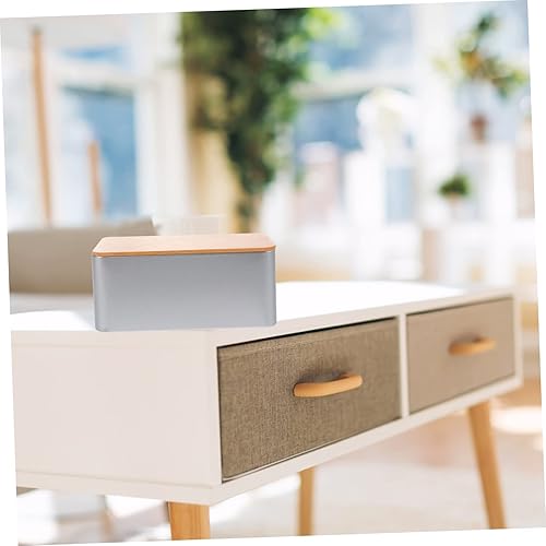 Miniatura 9 de UPKOCH Lata de té cuadrada con tapa de bambú sellada, recipientes de alimentos, tapas para bolsa de té, cesta de almacenamiento de latas de metal