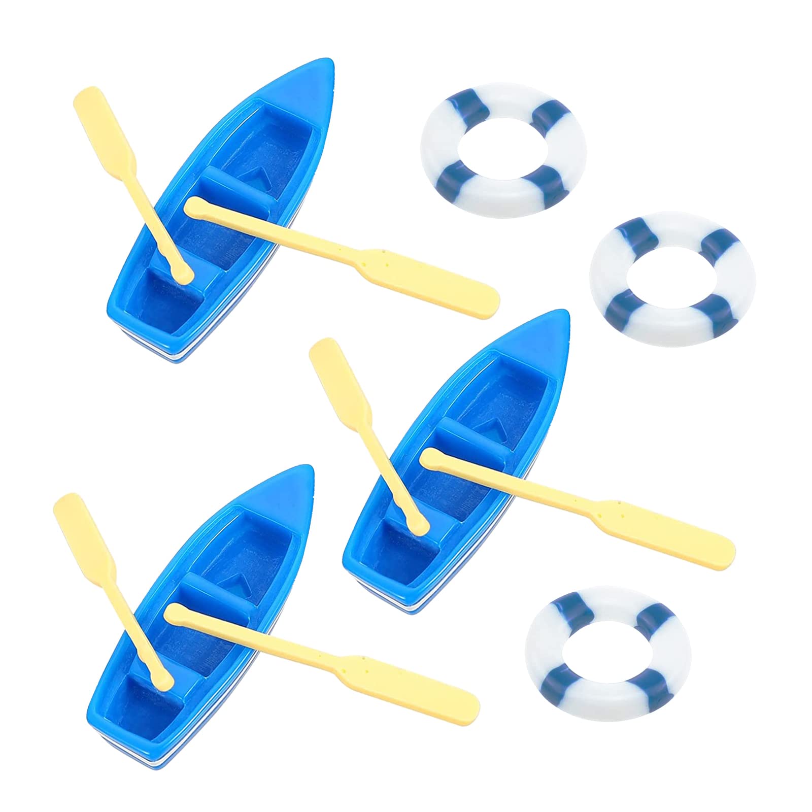 5 Bateaux à Rames Miniatures Pour Maison De Poupée – Résine, Taille 6 Cm, Avec Pagaies