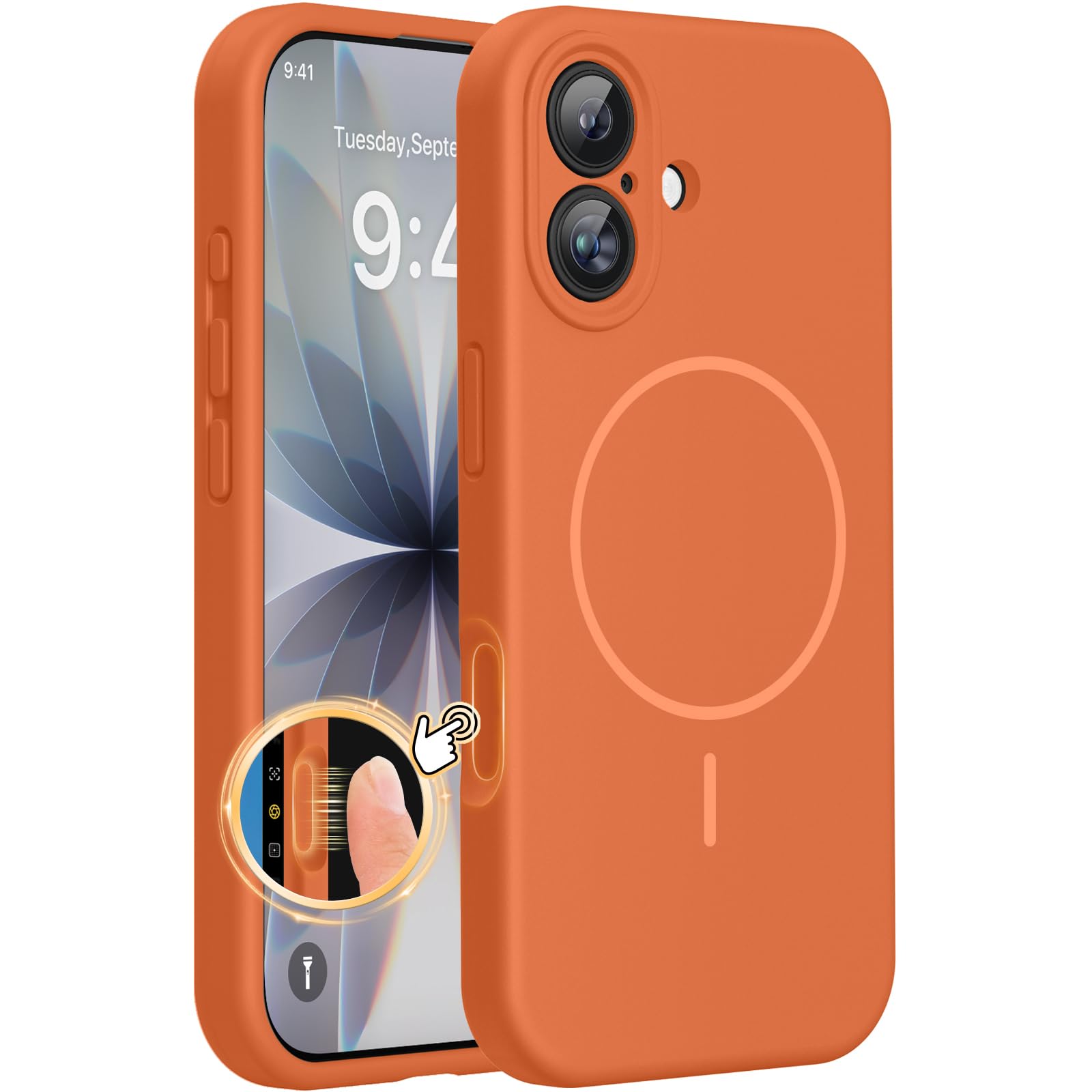Miracase Silicone &amp; Magnetic for iPhone 17 Case, Orange