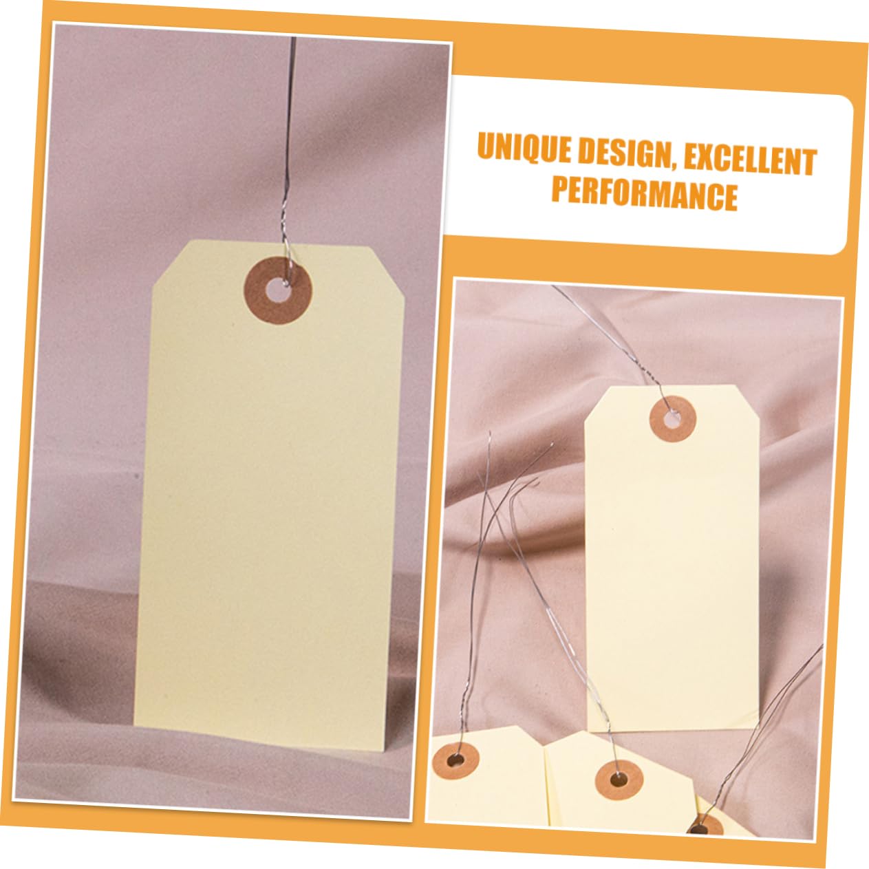 LIFKOME 100Pcs Manila Wired Tags with Eyelets Blank Shipping Labels for Packaging for Shipping and Cargo Use Includes Iron Wires