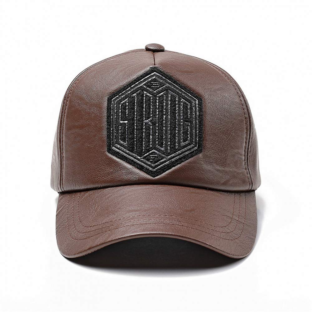 Baseball Cap Winter Men Faux Leather Baseball Cap Snap Back