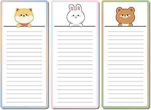 3-Pack Magnetic Notepads For Grocery Lists & Reminders - 8x3.75 Inch Memo Pads With Strong Magnetic Backing
