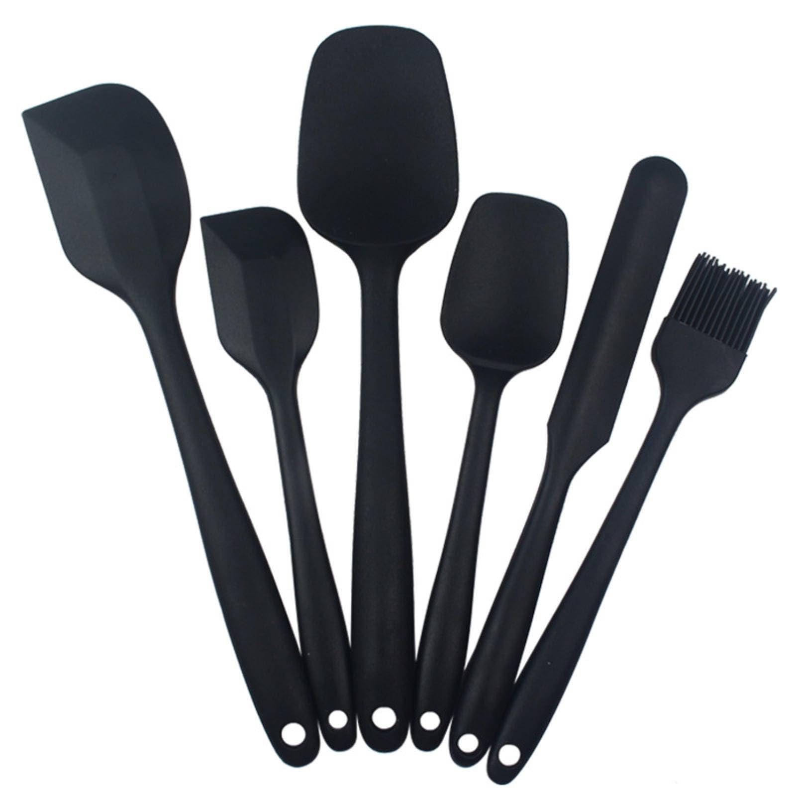 Silikonspatel 6-teiliges Set Silikon Küchenutensilien 6-teilig Spatel Ölpinsel Set Backwerkzeuge Kuchencremespatel, 27x5x2cm/422(Pink)