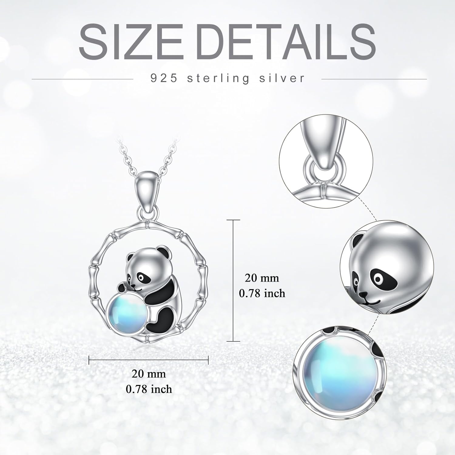 Panda/Fox/Koala/Bunny Necklace for Women 925 Sterling Silver Moonstone Pendant Necklace Cute Animal Jewelry Gift for Mother - Image 3