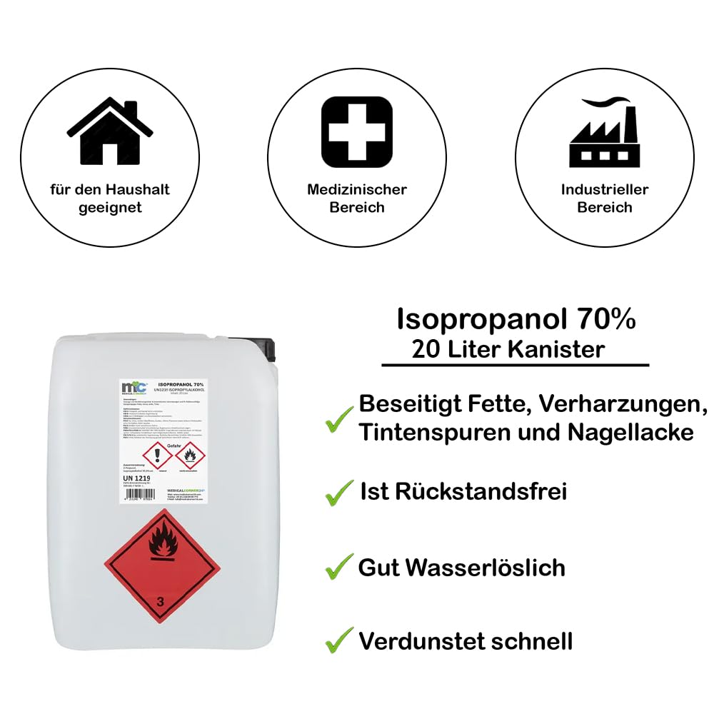 Medicalcorner24 Isopropanol 70% isopropylalkohol 20 litros Bidón