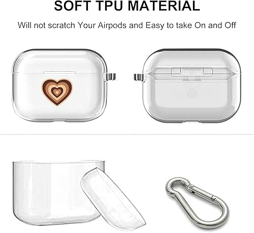Miniatura 5 de MKCVLKYON Funda transparente compatible con Airpods Pro, bonita funda de corazón de amor con llavero para mujeres y niñas, funda protectora suave a