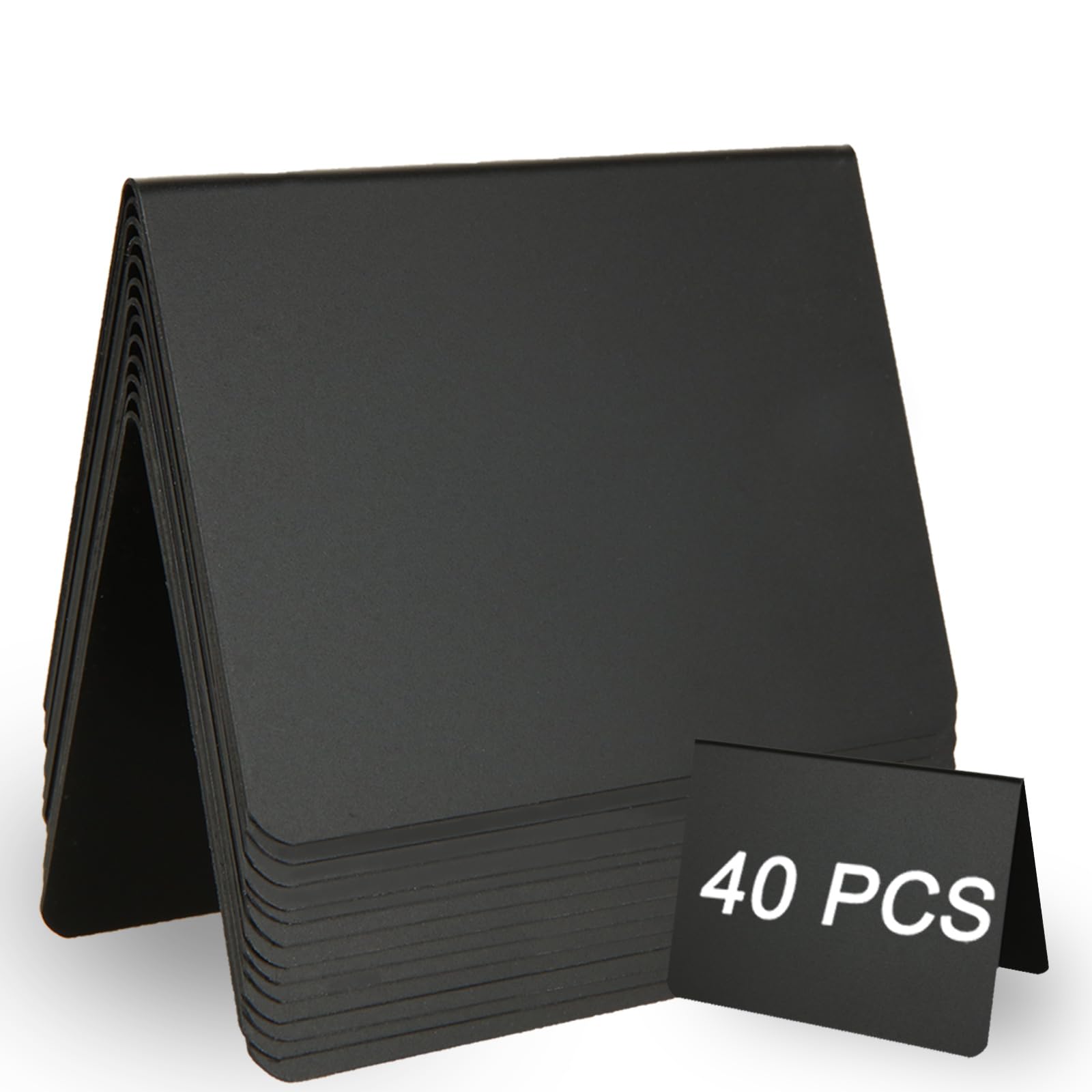 APACALI 40 PCS Mini Chalkboard Signs, Small Chalk Boards, Reserved Signs for Tables, Mini Blackboards for Food, Party, Birthday, Restaurant, A Shaped, Black