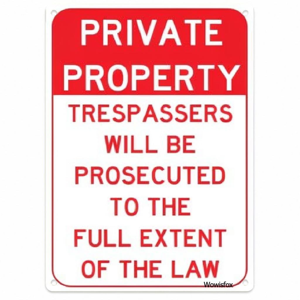 Private Property Trespassing Sign, 8 x 12 Inch Aluminum, Mounting Holes
