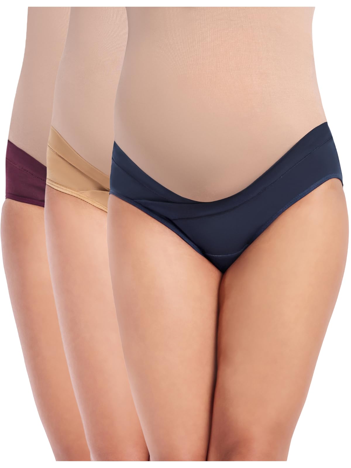 THE MAMA KLUBPack of 3 Maternity Panties, Low Waist, Cotton, v Shape, Super Comfortable, Pregnancy