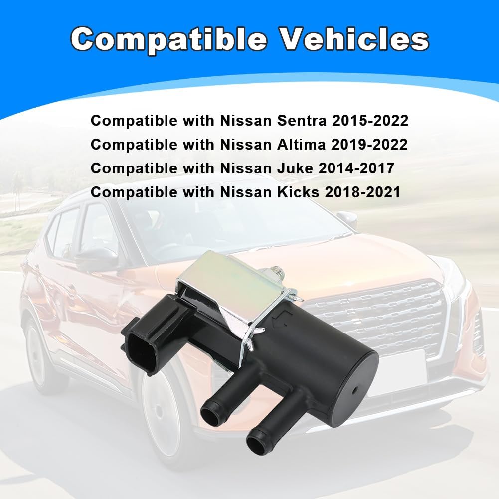 Vapor Canister Purge Control Solenoid Valve Compatible with Nissan Sentra 2015-2022, Altima 2019-2022, Kicks 2018-2021, Juke 2014-2017 Replacement for K5T48595 14930-3YM0A