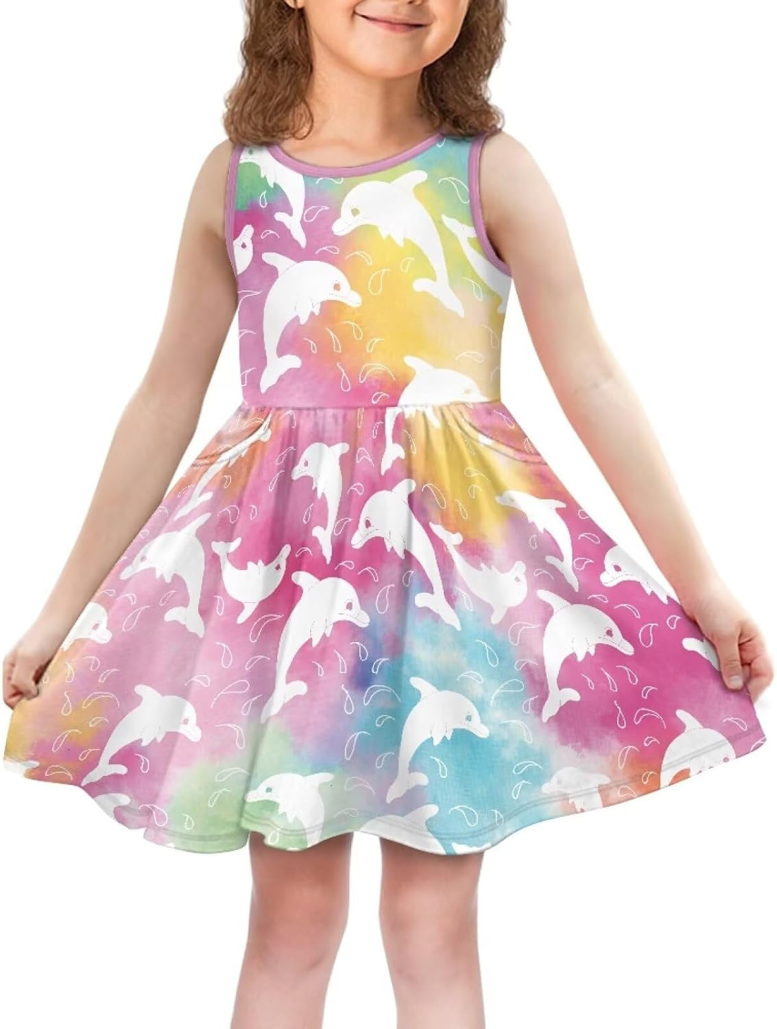 Sleeveless Cute Floral Dress for Girls Swing Loose Fit Sundress with Pockets Playwear - Image 6