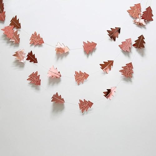 Miniatura 3 de Cheerland Guirnalda de árbol de Navidad de oro rosa para decoración de fiesta en el hogar, decoración colgante de serpentina, decoración de