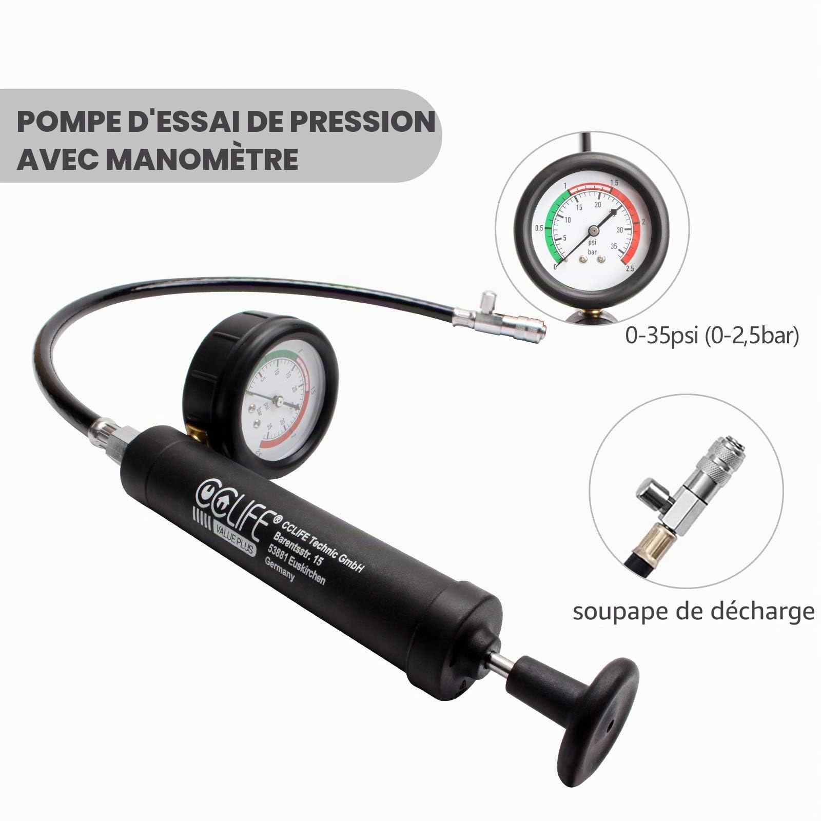 CCLIFE 28pcs Testeurs de pression Testeur système refroidissement Universels Testeur refroidissement radiateur et système Refroidissement - Bleu