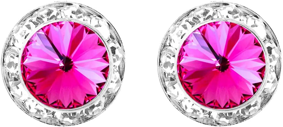 Rosemarie & Jubalee Women's Timeless Classic Statement Hypoallergenic Post Back Halo Earrings Made With Premium Crystals