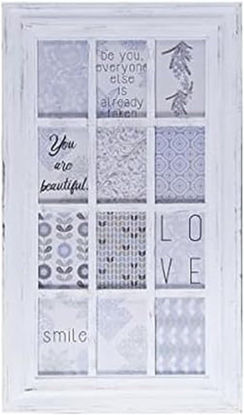 Melannco 17x29 Inch White Distressed Collage Picture Frame - Multi-photo Frame with 12 Openings - Twelve 4x6 Slots - Rustic Farmhouse Wall-mounted Gallery Frame for Family Photos - Shabby Chic Home Decor
