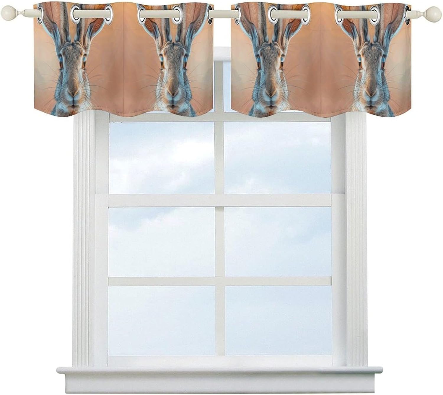 Head and Ears Valance for Windows, 2 Pack Kitchen Curtains Modern Home Decor, Soft Blackout Window Curtains for Living Room & Bedroom, 18 X 52 Inch