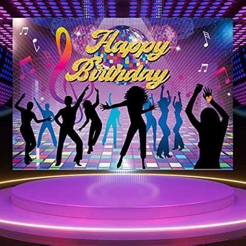 Disco Birthday Party Backdrop,70s Retro Party Decoration Backdrop for Parties Shining Neon Dancer Night Photography Background Glow Grazy Birthday Banner Photo Booth Props 5x3ft Cover