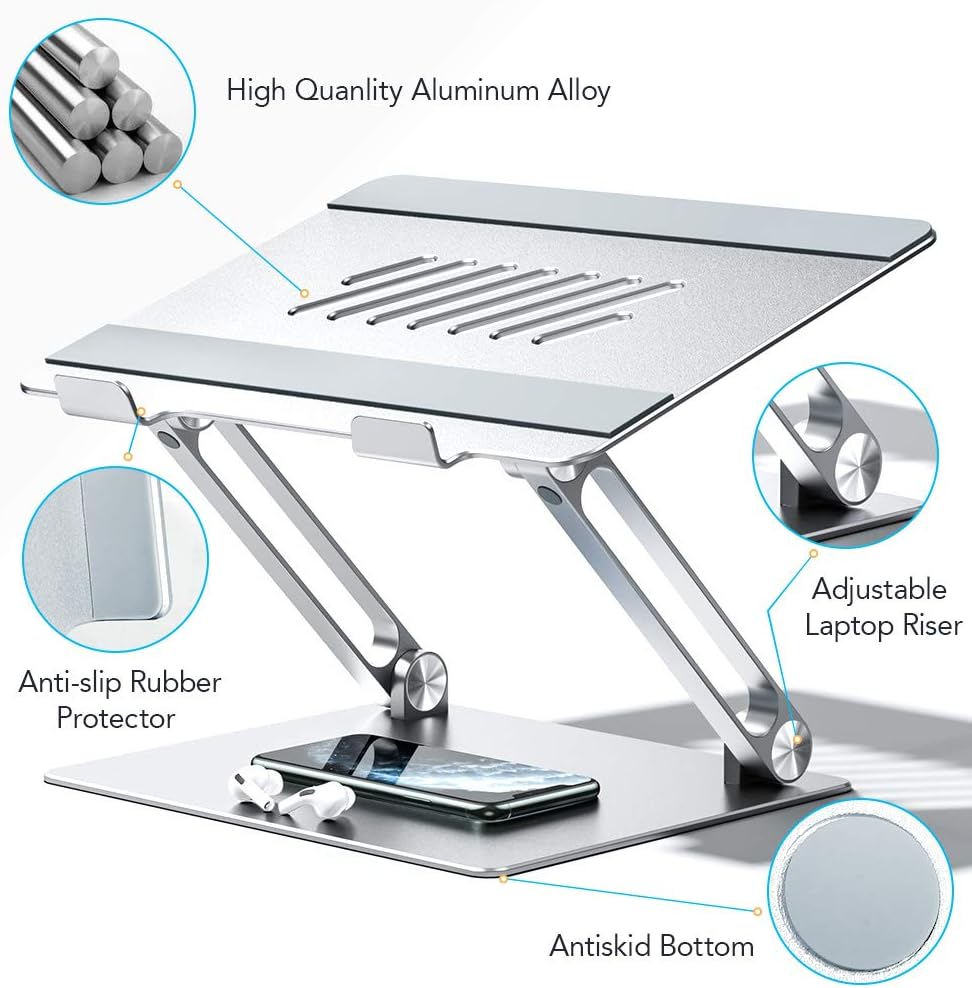 Frее Shірріng оƒƒеr Carkoci Laptop Stand, Multi-Angle Stand with Heat-Vent to Elevate Laptop, Supports up to 20lbs,Compatible with MacBook, All Laptops Tablets 10-17.3 (Silver)