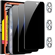 Milomdoi 3 Pezzi Vetro Temperato per iPhone 17 Pellicola Privacy Accessori AntiSpy Protettivo 3 Pezzi Cover Protezione Pellicola Fotocamera (True 25°Anti Spy)