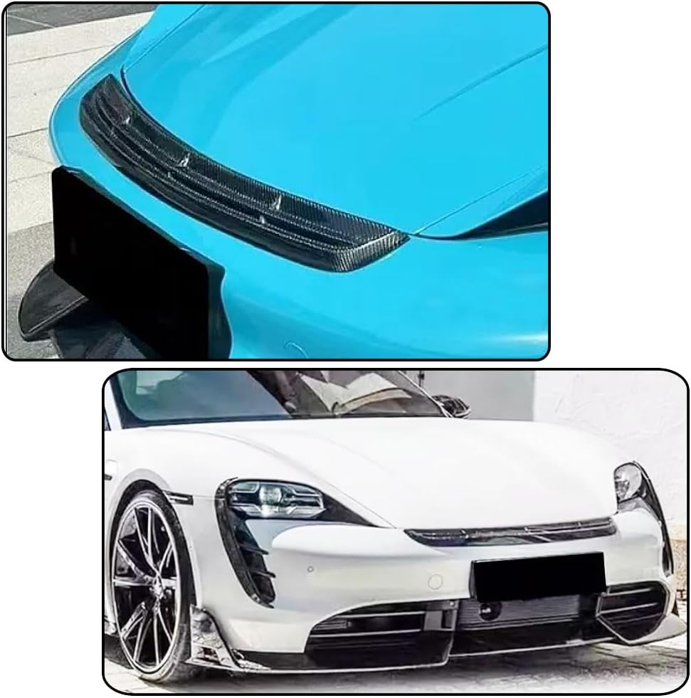 Carbon Fiber Front Bumper Hood Grill fits for Porsche Taycan Turbo S 9J1 Sedan 2019-2024 Front Hood Grille Cover Bonnet Bumper Trim Factory Outlet