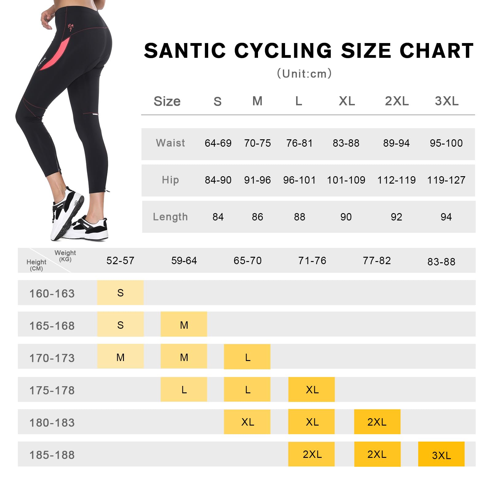 Santic Parni - Pantaloni da Ciclismo da Donna, Imbottiti, Pantaloni da Ciclismo Lunghi con Cuscino