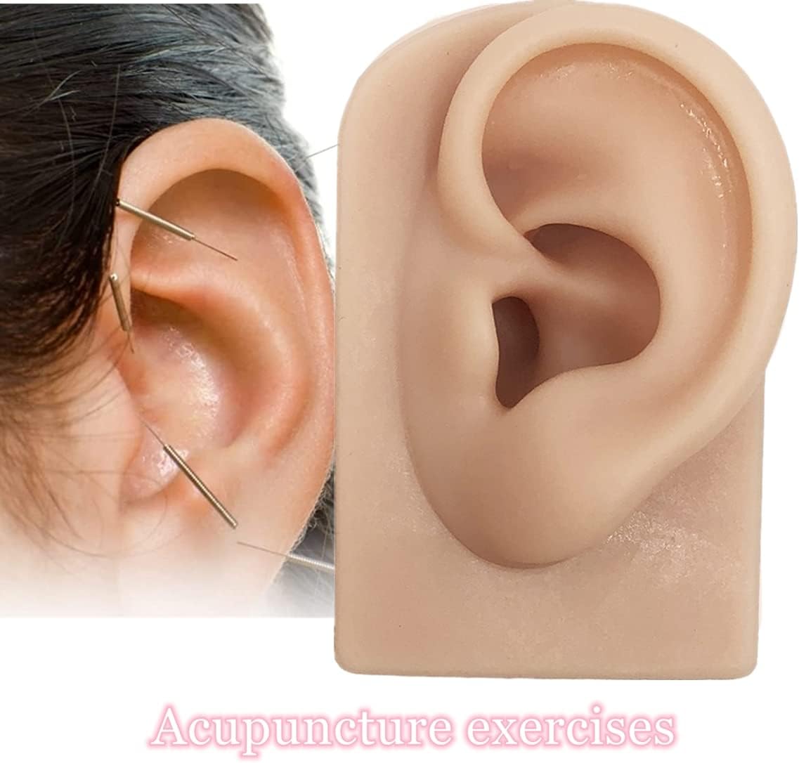 2 pcs Soft Silicone Ear Model, Left and Right Flexible Fake Ear for Piercing Practice, Realistic Ear Mold for Jewelry Display Acupuncture Mannequin Learning (Light Brown) - Image 4