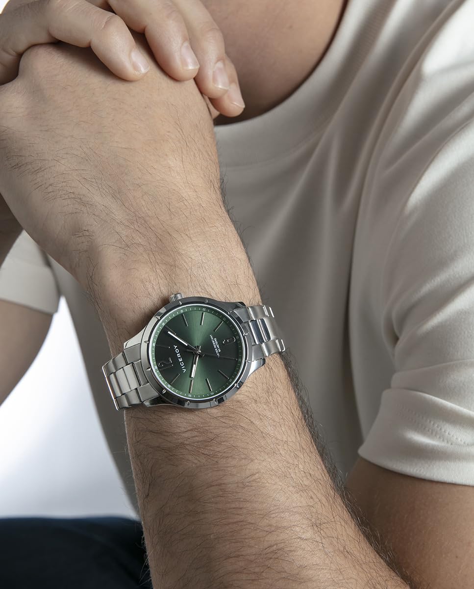 Viceroy Reloj Hombre Elegante para Vestir de Acero Inoxidable - 41 mm - Movimiento de Cuarzo - Bisel Dorado - 401493