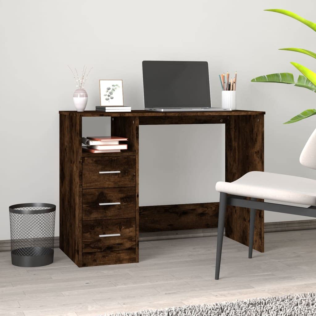 Scrivania con cassetti Incensi 102 x 50 x 76 cm, 3 cassetti e 1 scomparto aperto per ufficio, casa e studio, materiale in legno resistente, moderno