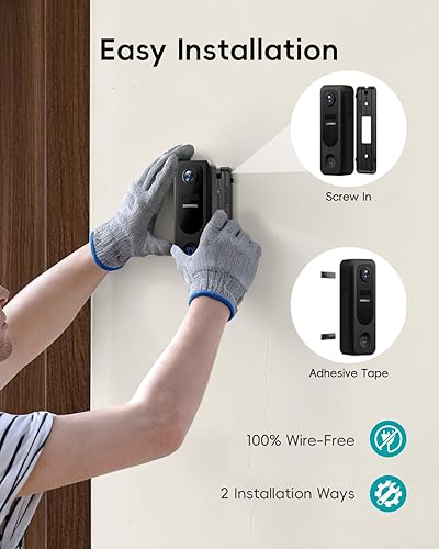 Miniatura 4 de ZUMIMALL Timbre inalámbrico - Timbre de video 2K con timbre, audio de 2 vías, cambiador de voz, antirrobo, detección PIR humanoAI, almacenamiento