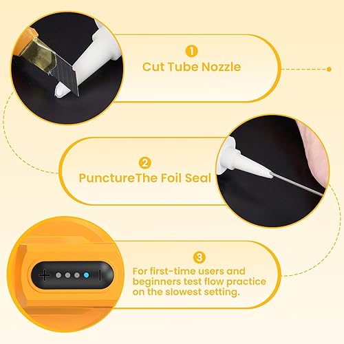 Miniatura 8 de Pistola de calafateo inalámbrica con 2 baterías, funciona con 4 velocidades ajustables, luz LED, adhesivo sin goteo, pistola de calafateo de 10