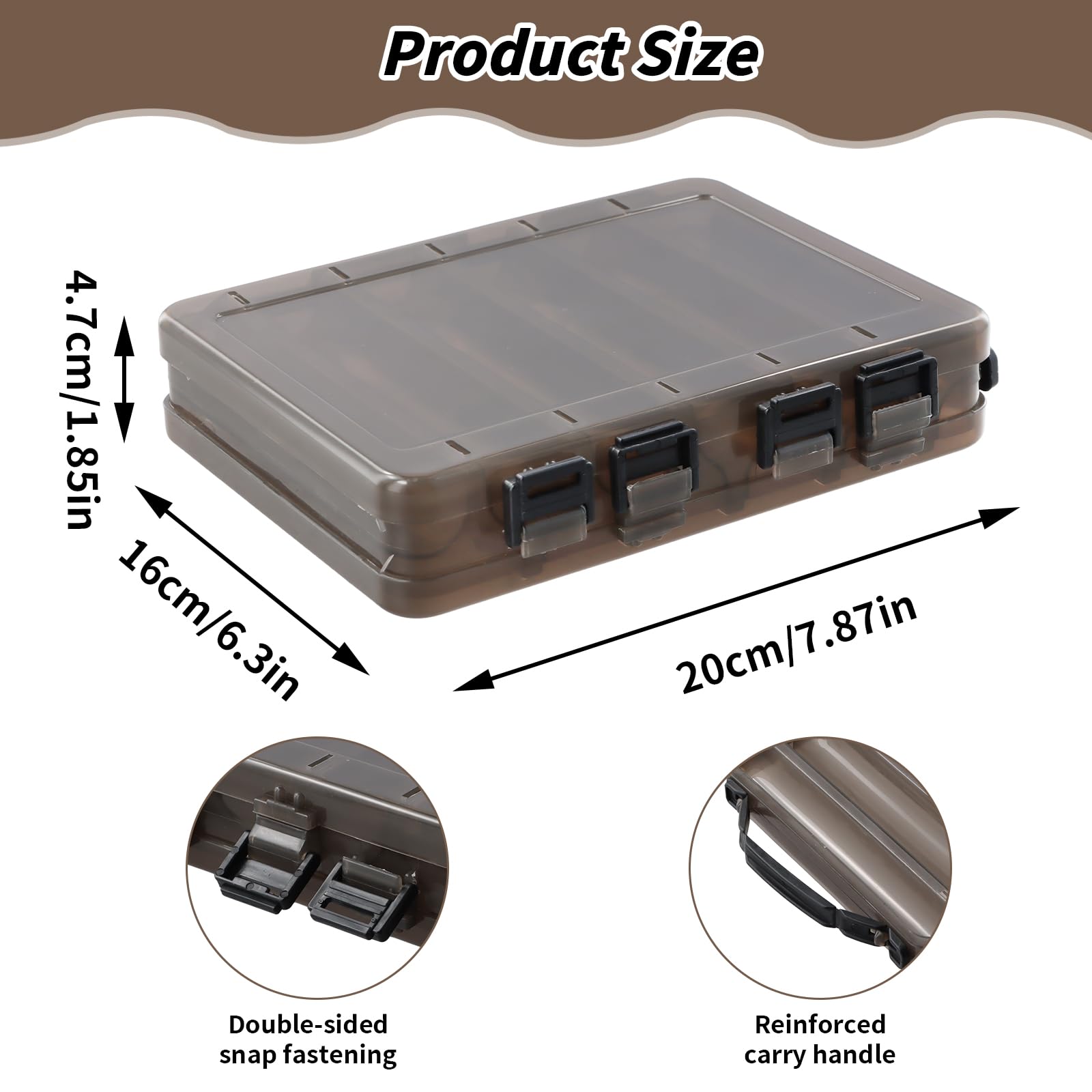 Caja de Señuelos de Pesca, Doble cara Caja de Anzuelos de Cebo de Plástico Visible Caja de Almacenamiento, Transparente Pesca Señuelo Cebo Contenedor Fishing Tackle Box, 20x17x4,7 cm