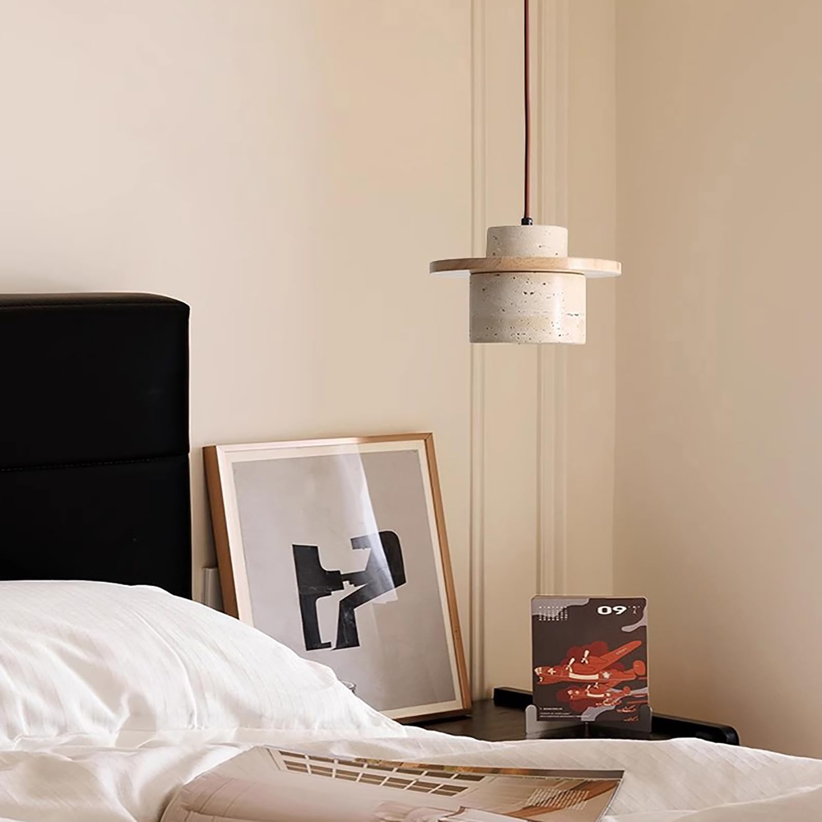 Nowoczesna nordycka betonowa lampa wisząca do jadalni wyspy kuchennej naturalny kamień abażur żyrandol sufit wiszące oświetlenie