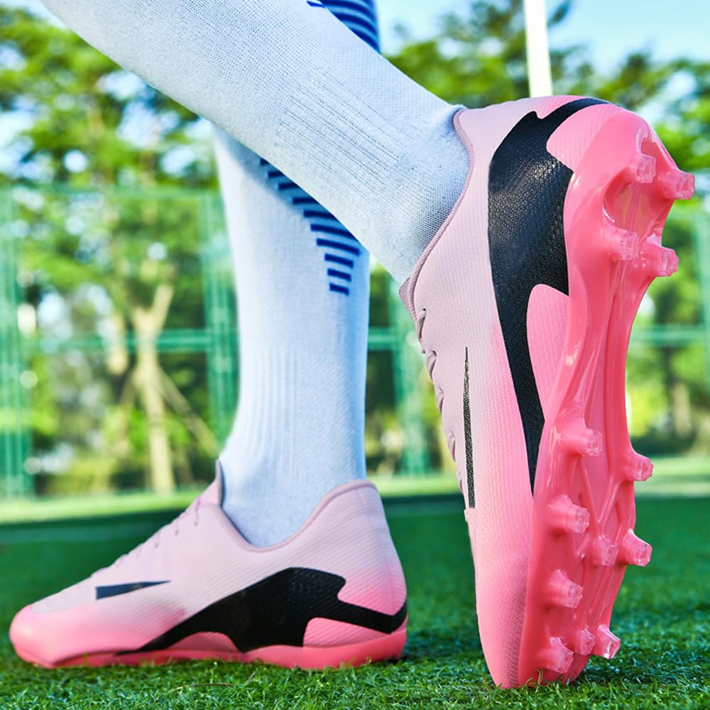Zapatillas de Fútbol Mujer Spike Aire Libre Atletismo Entrenamiento Botas Profesionales Calzado de Fútbol Tacos de fútbol Deportivas Unisex Rosa 44 EU