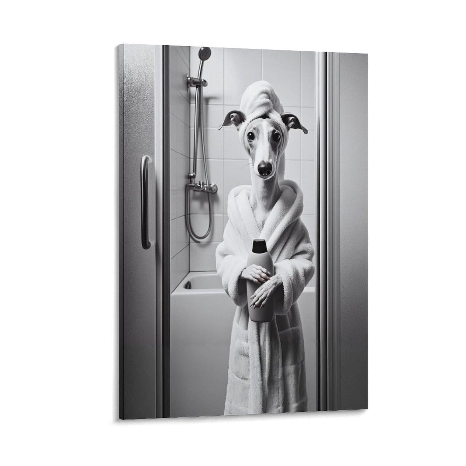 GQVCJSW Whippet Dog Bathroom Art Poster Canvas Poster Bedroom Decor Landscape Office Room Decor Gift 12x18inch(30x45cm)