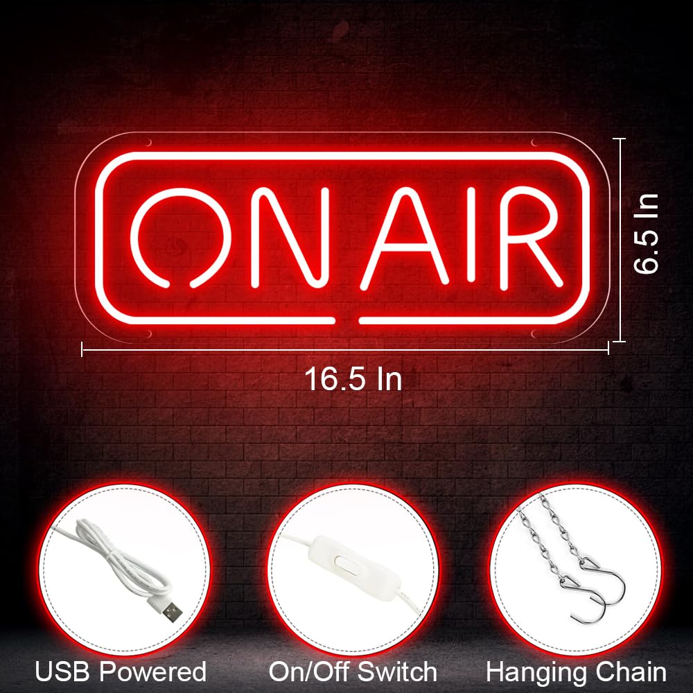 On Air Neon Sign, LED Studio Live Decorative Lights Red Neon Light Sign for Twitch Tiktok, Youtube Streamers/Gamers - Image 3