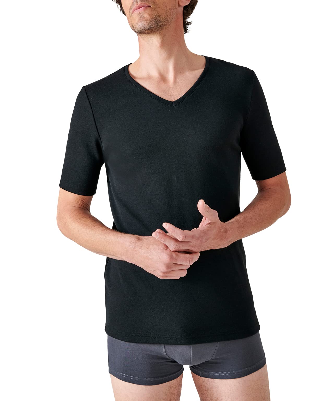 DamartMen's T-shirt Col V Maille Interlock Thermolactyl Degré 3 Thermal Top