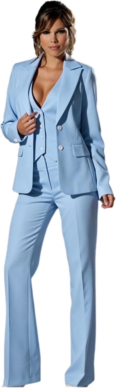 Ulnomio Women's Three Pieces Suit 2 Buttons Work Office Lady Jacket Vest Pants Set