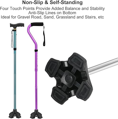 Miniatura 2 de supregear Punta de caña resistente  Base de goma antideslizante autosuficiente para bastón  Pie de repuesto estable de 4 puntas para bastón