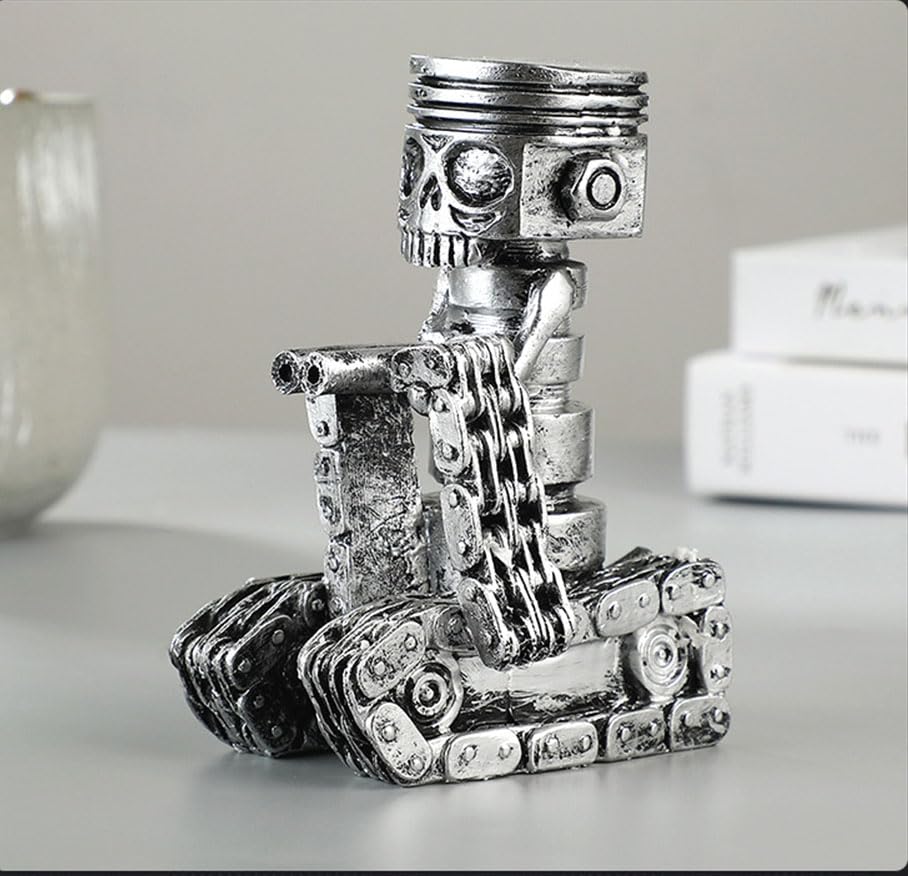 Amazon.com: WQVSHRO Carved Piston Skull Face Sculpture, Gear Chain