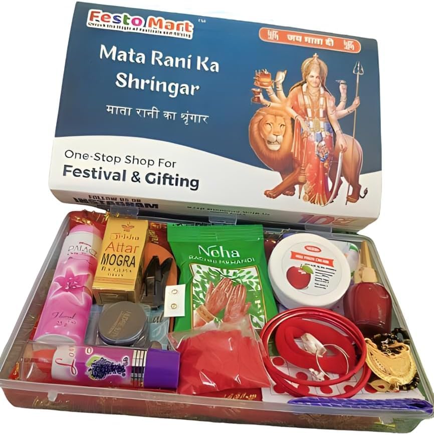 Festomart Mata Rani Ka shringar Kit/Suhag kit/Shringaar Puja Kit small Box with Essentials-picture-11