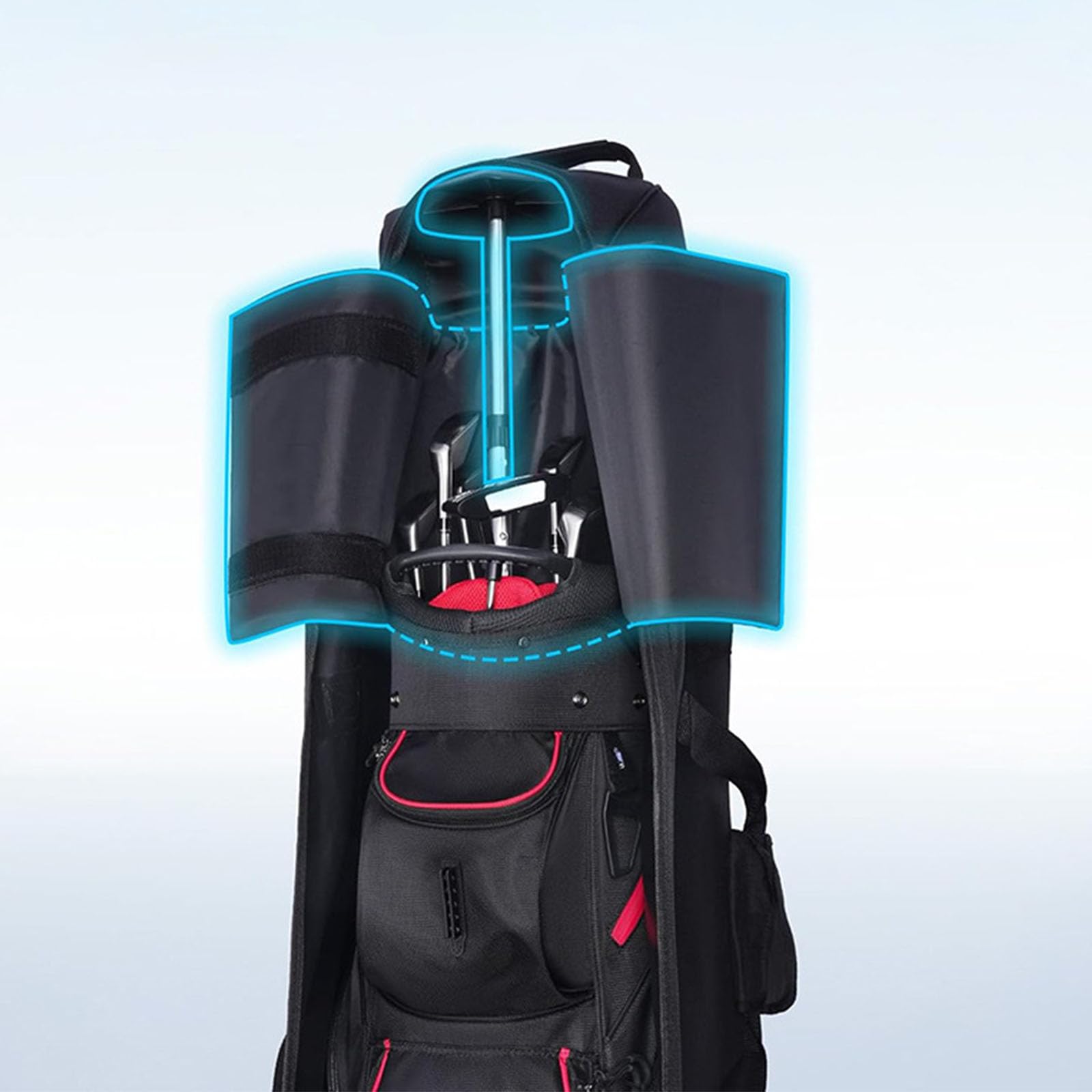 Funda de viaje acolchada con marco reforzado y diseño compacto para transporte de palos de golf