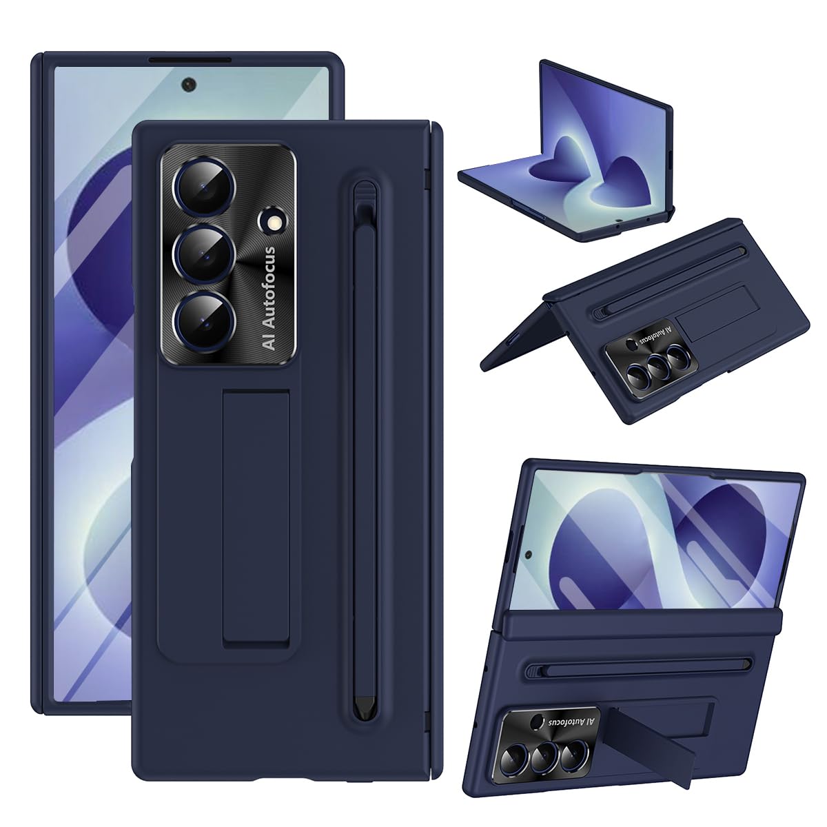 BRAND SET Etui do Samsung Galaxy Z Fold8 Ultra z wbudowaną osłoną ekranu, podpórka, uchwyt na długopis, ochrona zawiasów, odporna na wstrząsy obudowa PC, niebieskie