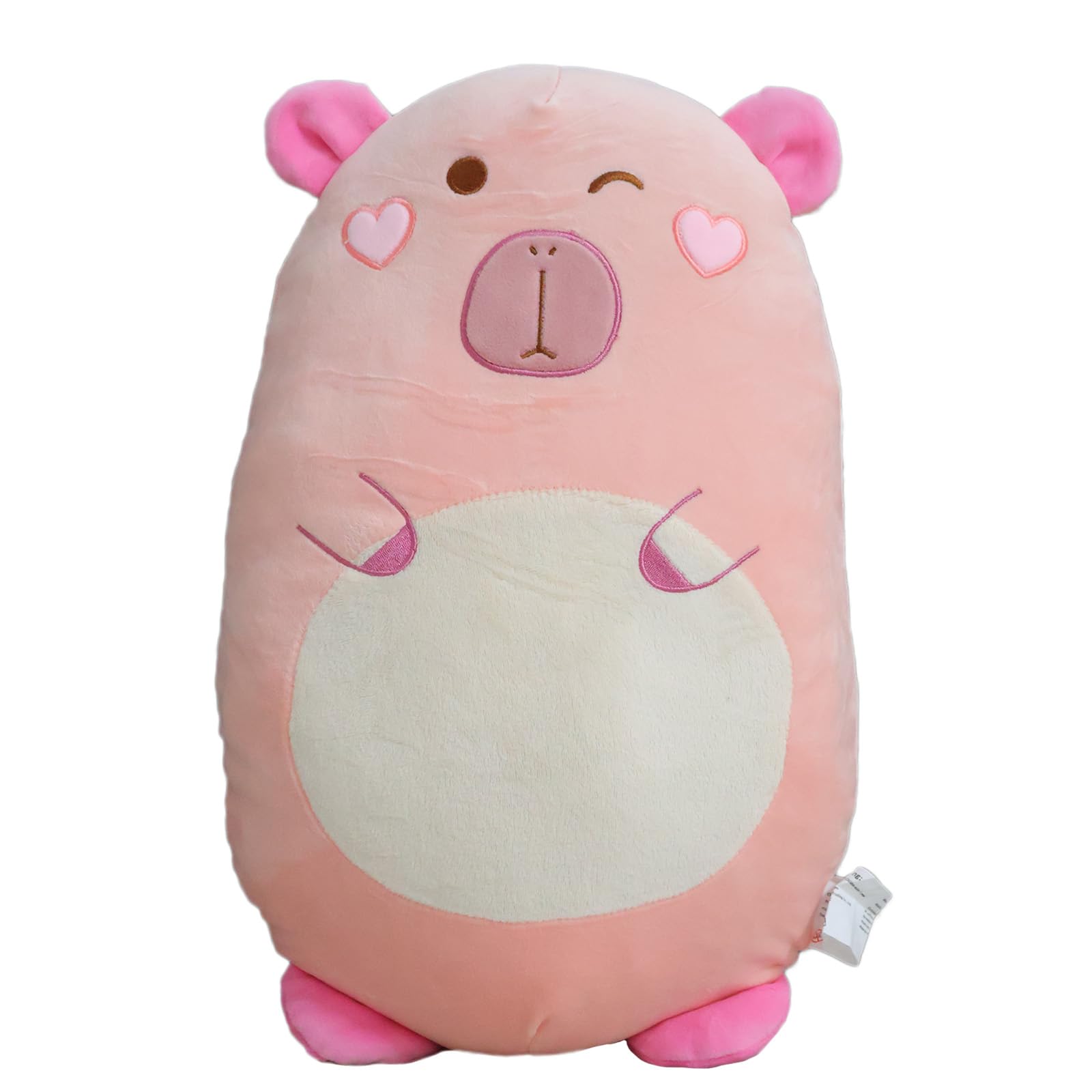 Aiuidun Capybara Plush Toy Pillow, Cute Stuffed Animals, Squishy Plushie Hugging Pillow, Super Soft Guinea Pig Plush Toy Gifts for Kids (Pink Capybara)