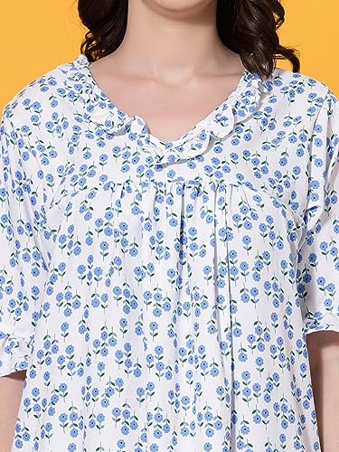 Image of OOMPH! Cotton Blend Nighty for Women's | Night Gown | Nighty | Nightdress | Maxi Dress | Sleepwear | Gown for Women | Nighties | Sleepwear