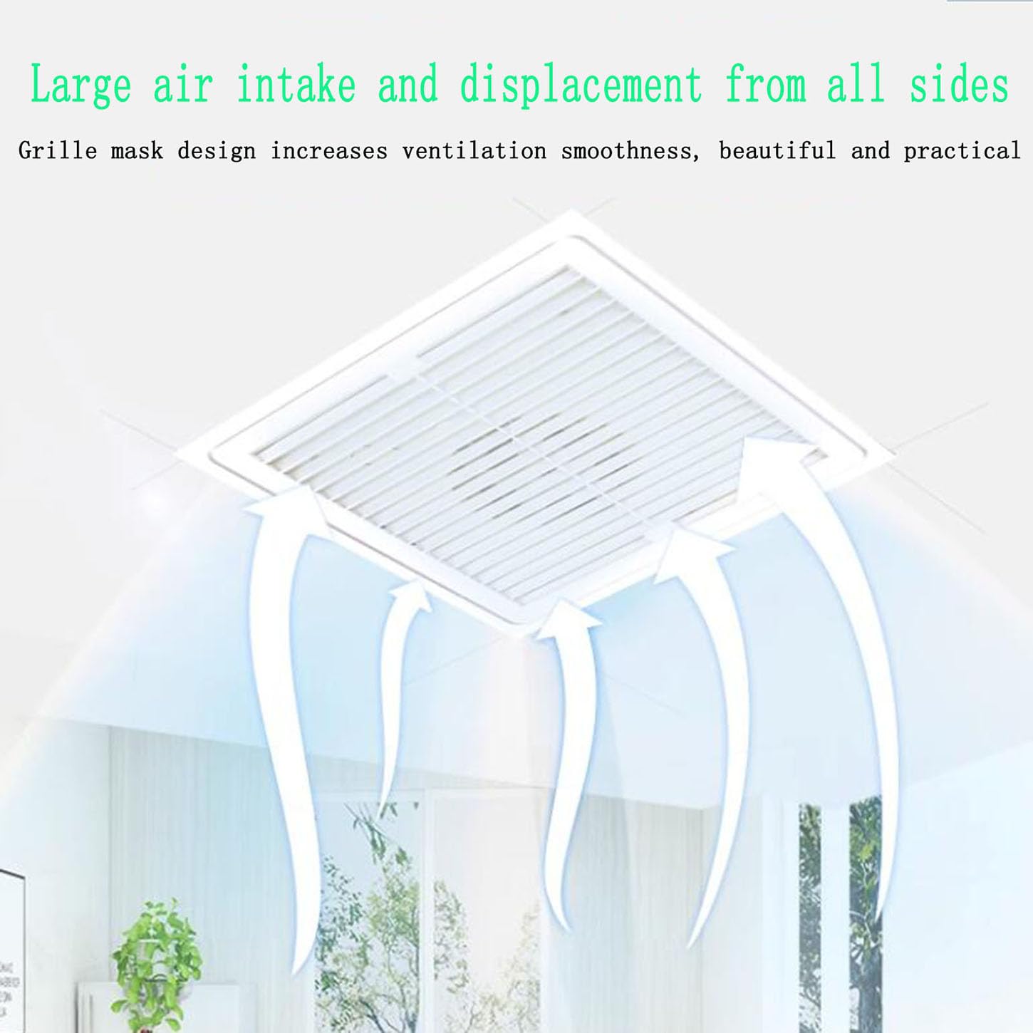 300 * 300 Mm Extractor De Aire Techo,138 M³/H Extractor Cocina,IPX2 Resistente Al Agua,220V Rejillas Dextractor,para Baño, WC, Tienda, Oficina, Garaje Ventilador Extractor